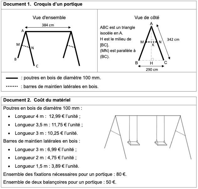 Image exercice 3 de Mathématique brevet 2020