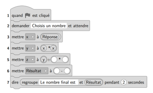 exercice 4 scratch de Mathématique brevet des collèges annales2021