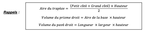 exercice 5 rappel de Mathématique brevet des collèges annales 2021