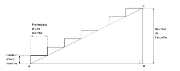 Profil de l'escalier exercice 4 de Mathématique brevet des collèges  annales 2023