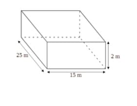 Schéma de la piscine en forme de pavé droit avec ses dimensions de mathématique du brevet des collèges annales 2024