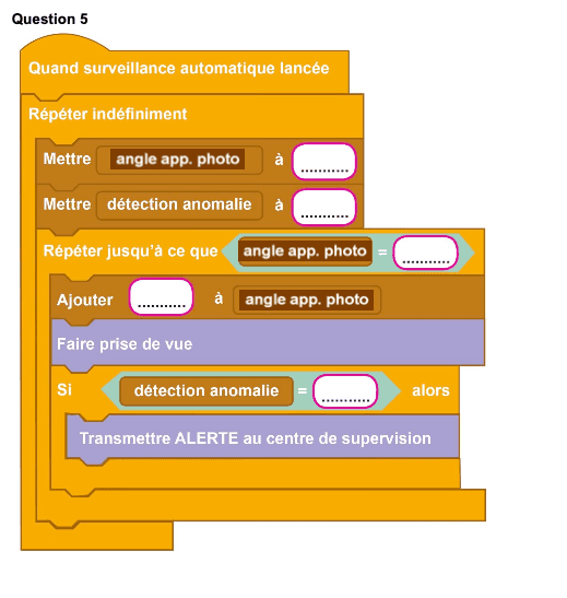 Bloc de programme à compléter pour la détection automatique